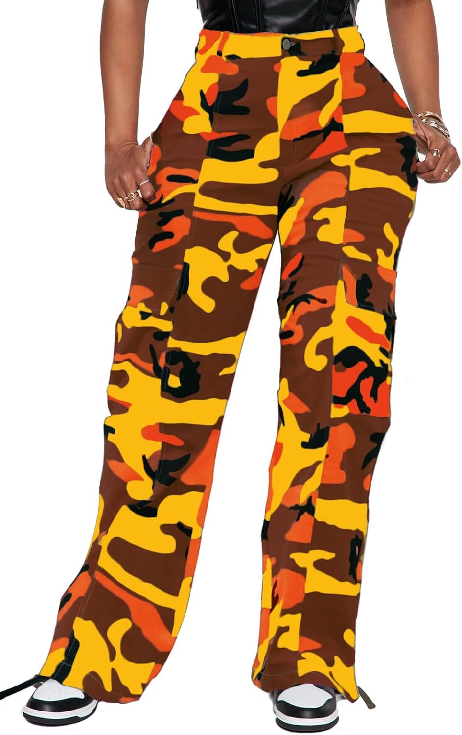 Womens Relaxed Fit High Waist Cargo Pants for All-Day Comfort