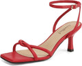 Women's Sandals Square Open Toe Kitten Heels Strappy Ankle Strap Shoes
