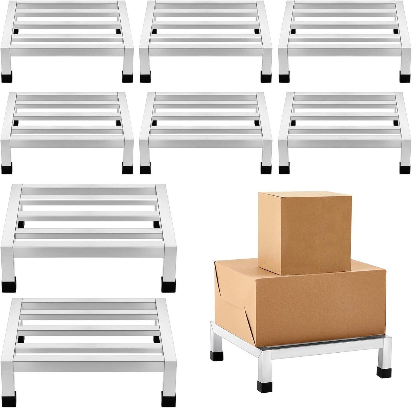 8 Pack Stainless Steel Dunnage Rack for Heavy Duty Storage