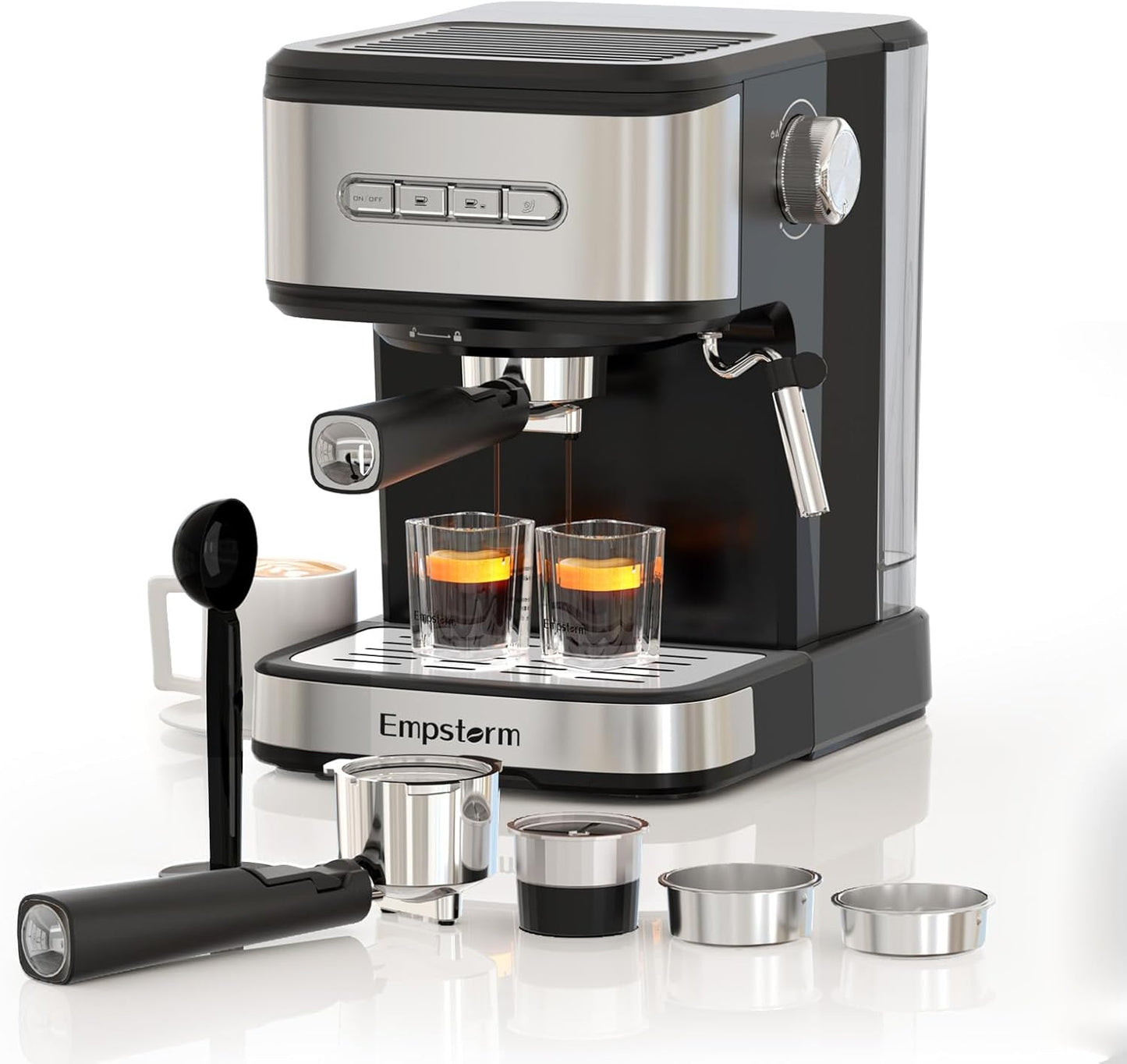 Empstorm Espresso Machine: Frother Wand, 2-in-1 Design