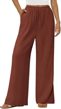 Wide Leg Linen Pants Women High Waist Drawstring - Comfortable Summer