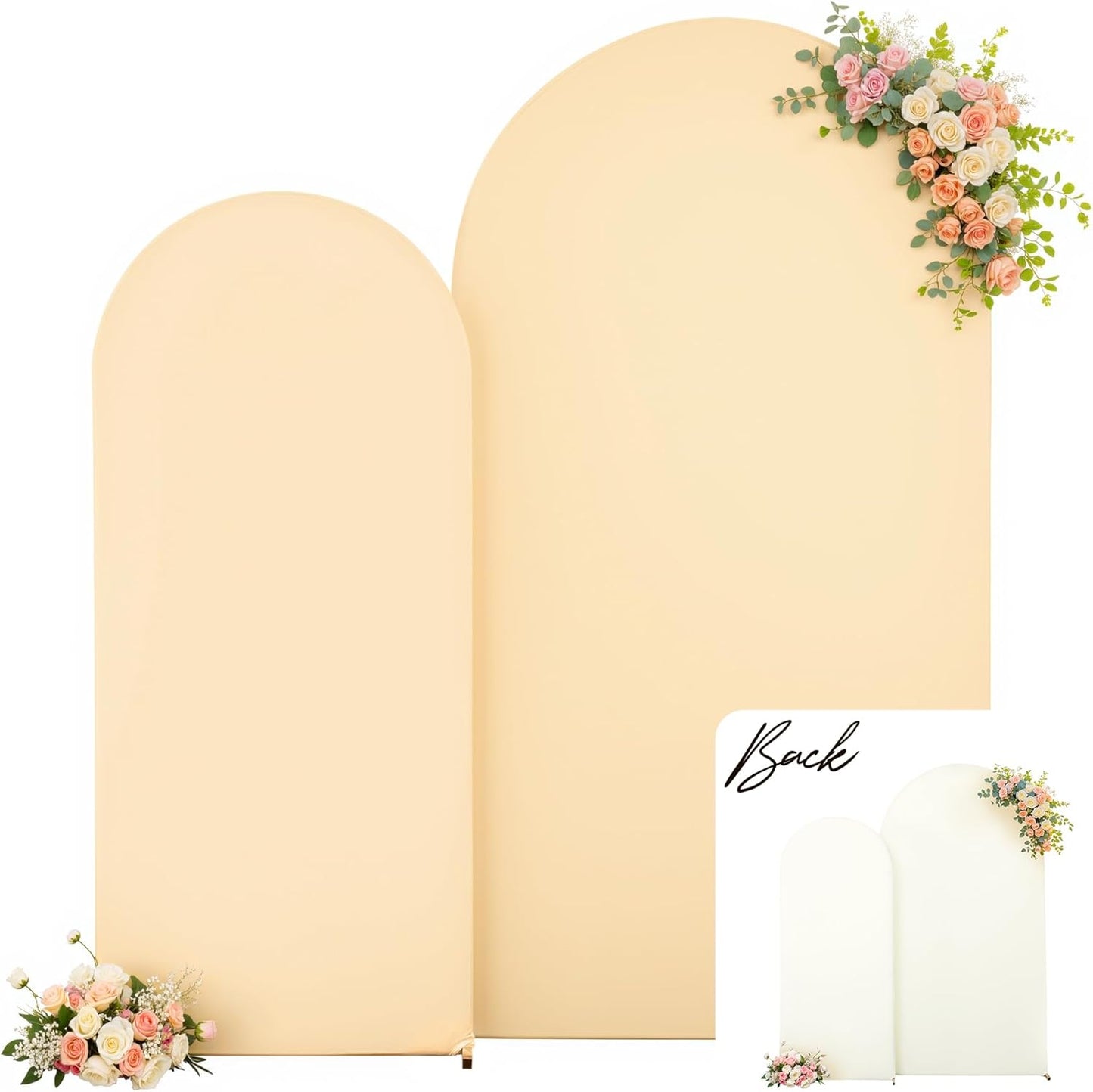 Ivory and Champagne Arch Backdrop Cover for Stunning Events