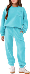Girls Oversize Pullover Sweatshirt and Sweatpant Set - Warm Fall