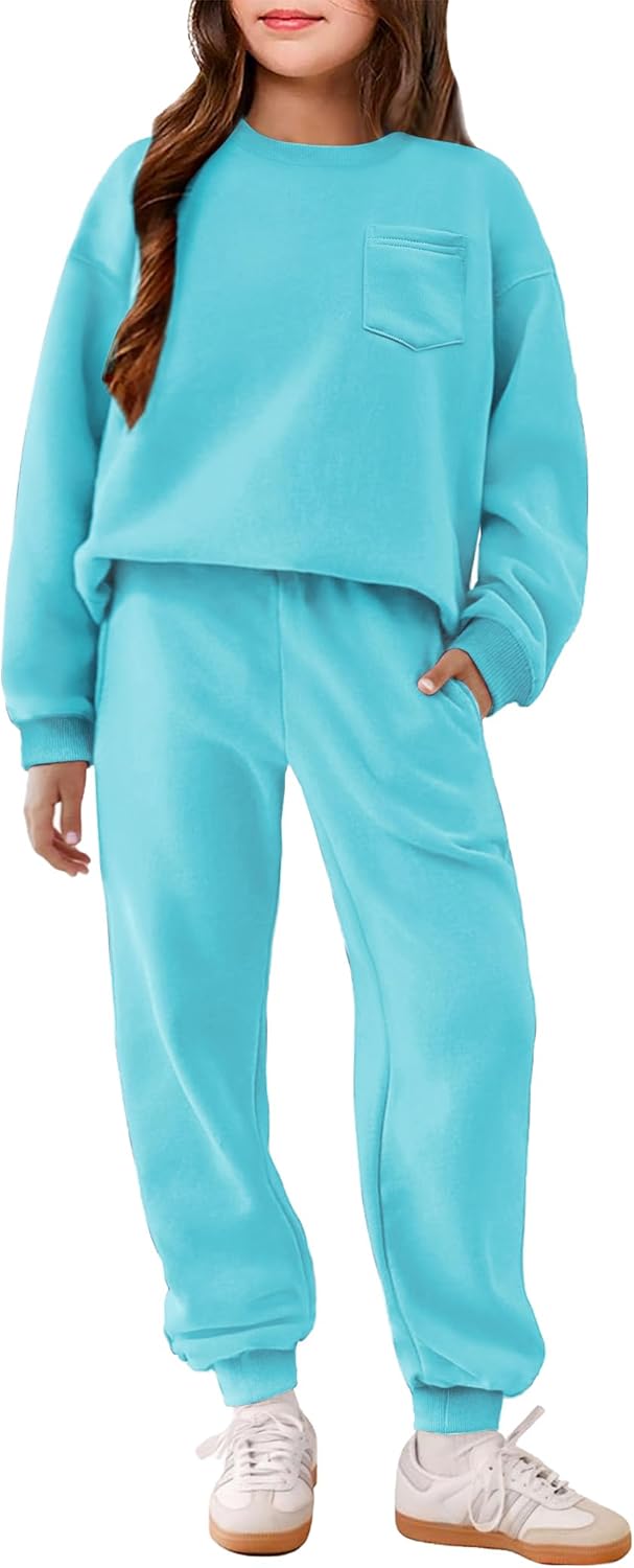 Arshiner Girls Oversized Pullover Sweatshirt and Sweatpants Set