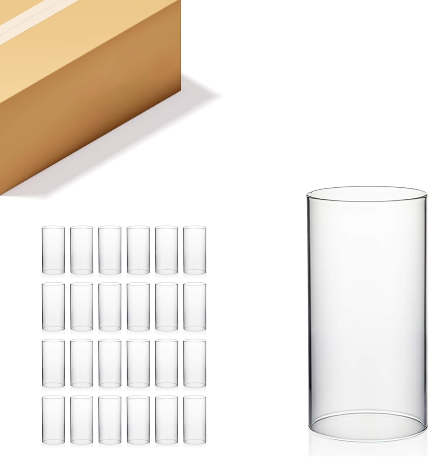 Hurricane Candle Holder Sleeve - Clear Glass Cylinder 24 Pack