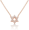 Sterling Silver Star of David Necklace - Dainty Rose Gold CZ Pendant