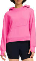 Womens Cropped Hoodies Mock Neck Sweatshirts - Cozy Fleece Lined