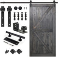 Deep Gray Knotty Pine Barn Door 42 in x 84 in - Sliding Kit Included