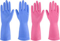 Rubber gloves dishwashing 2 or 4 Pairs for Kitchen - Durable, Reusable