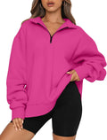 Trendy Queen Womens Oversized Sweatshirt Half Zip Pullover - Cozy Fall