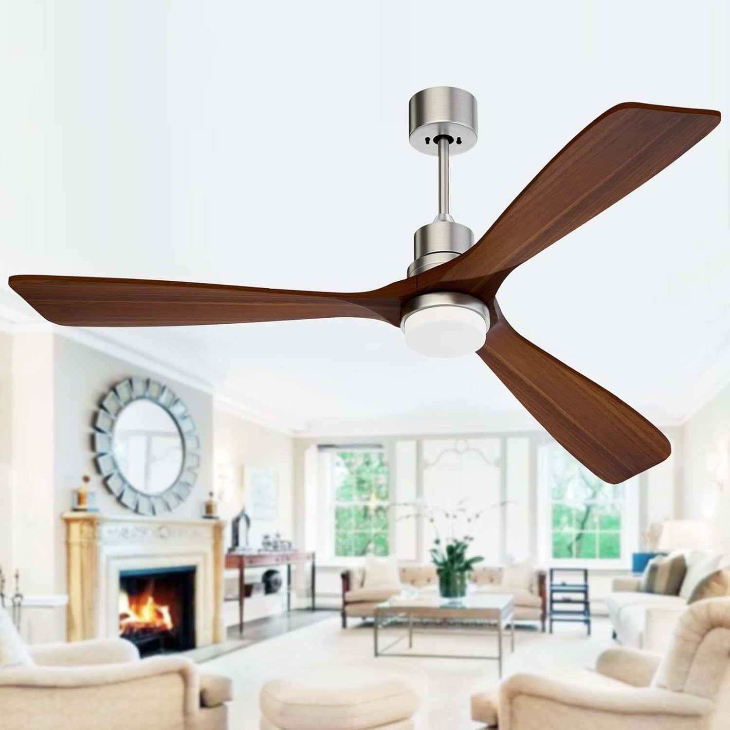 Obabala 52 Inch Outdoor Ceiling Fan with Light and Remote Control