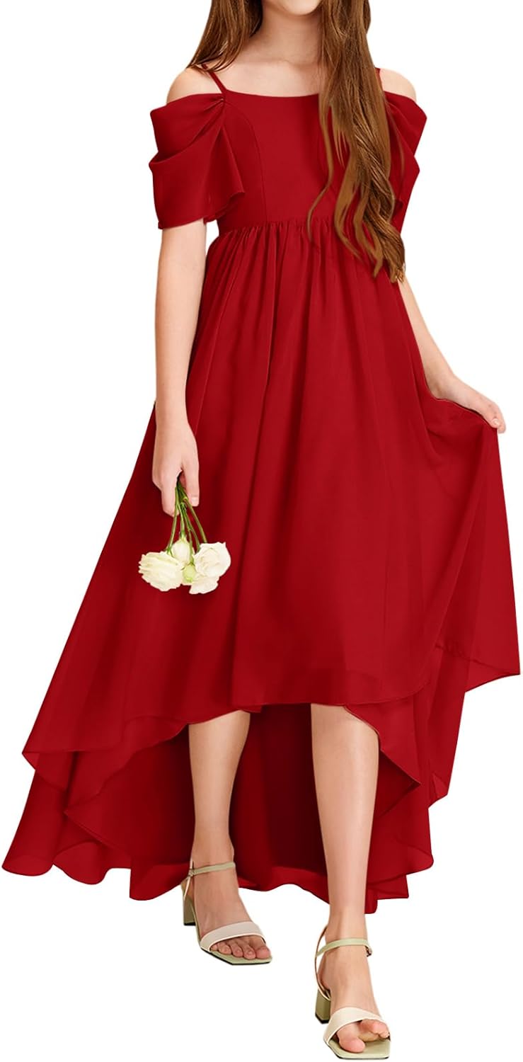 Haloumoning Girls Cold Shoulder Dress for Special Occasions