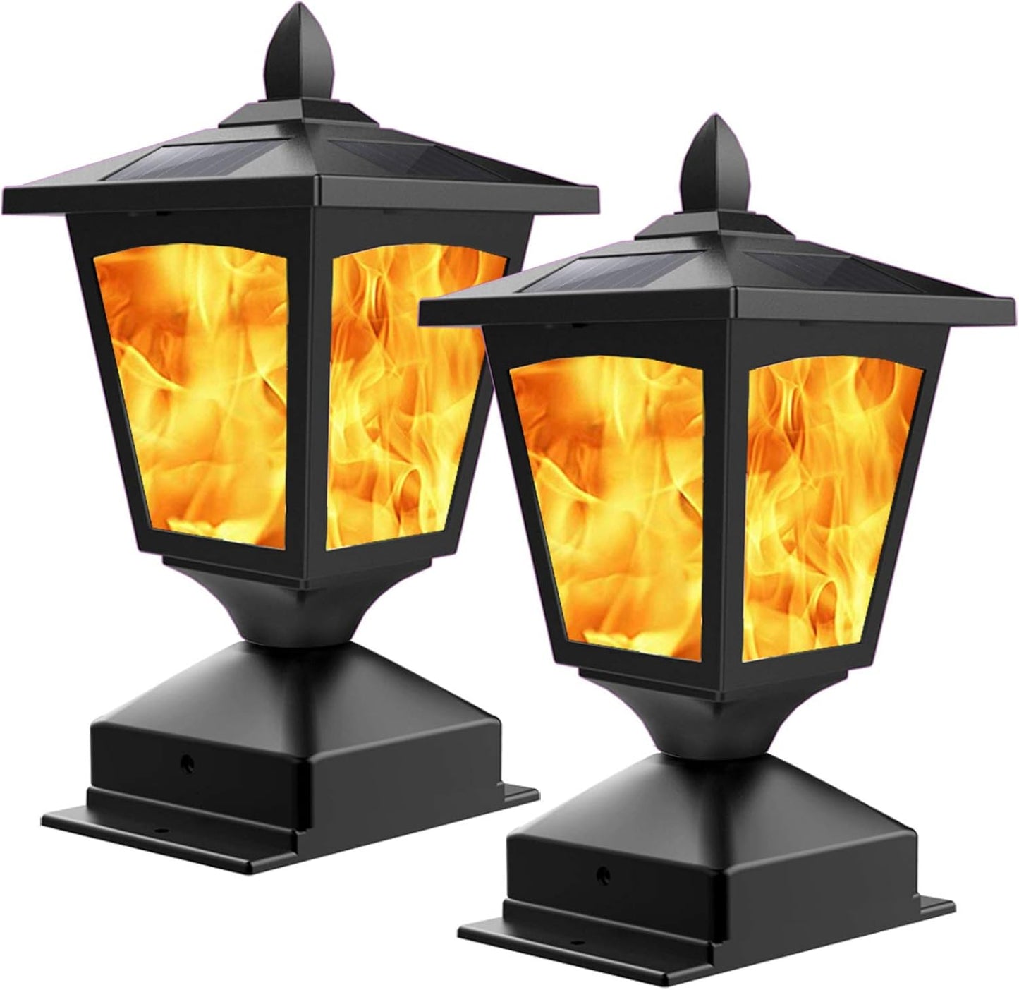 Solar Post Flame Light for Outdoor Deck and Garden Use