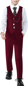 Boys Formal Suit Set 6-10Y - Vest Pants Shirt Chain Adjustable Tie