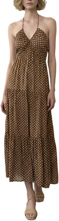 Women's Casual Halter Tiered Vacation Maxi Dress with Pockets Special
