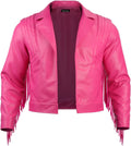 Pink Faux Leather Western Cowboy Jacket for Men - Fringe Cosplay