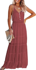 Sundress for Women Spaghetti Strap High Waist Maxi Dress 2025