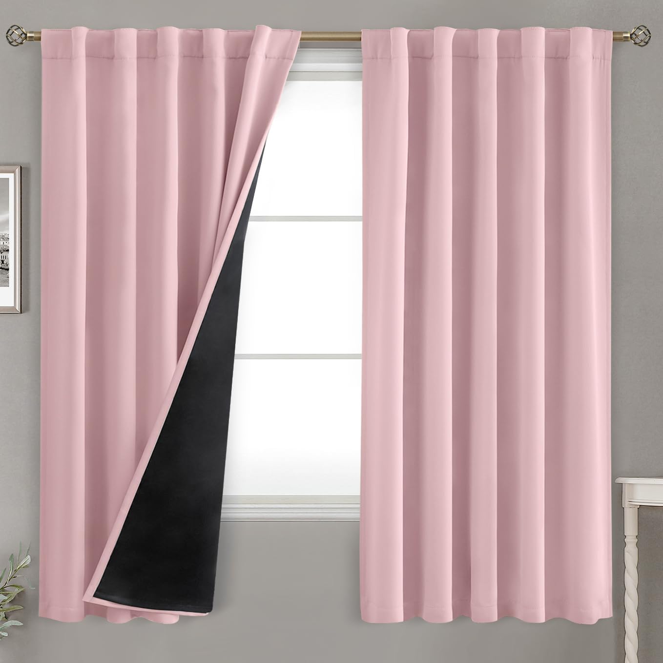 BGment Pink 100% Blackout Curtains for Total Room Darkening