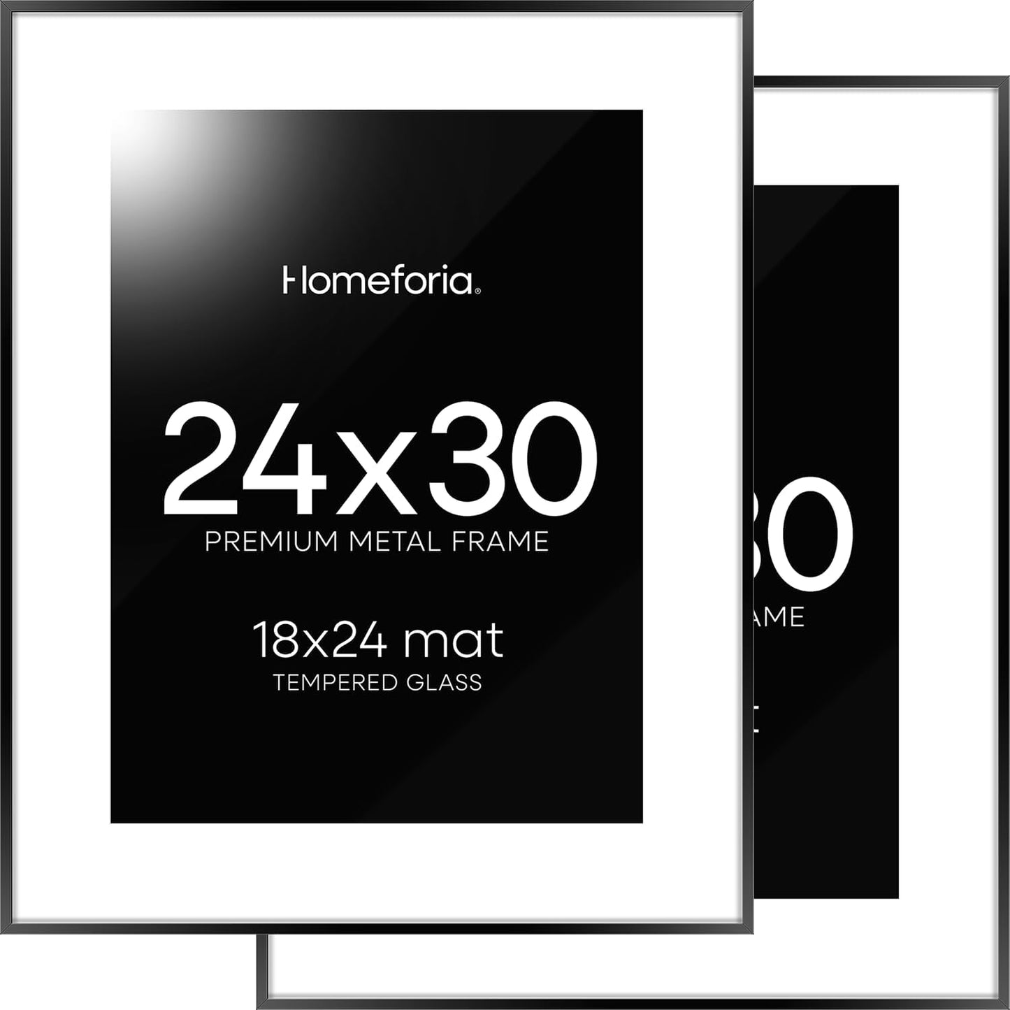 Homeforia 24x30 Black Poster Frame with Mat for Stunning Displays