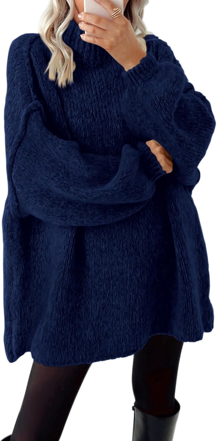Oversized Mock Neck Cable Knit Sweater for Women in Fall 2025