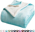 Turquoise Sherpa Fleece Blanket Queen 90x90 in - Super Soft Reversible