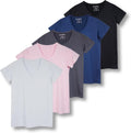 Women's Dry Fit V Neck 5 Pack Workout Tops - Breathable Performance