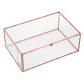 Vintage Glass Jewelry Box with Lid - Rose Gold Rectangle Keepsake