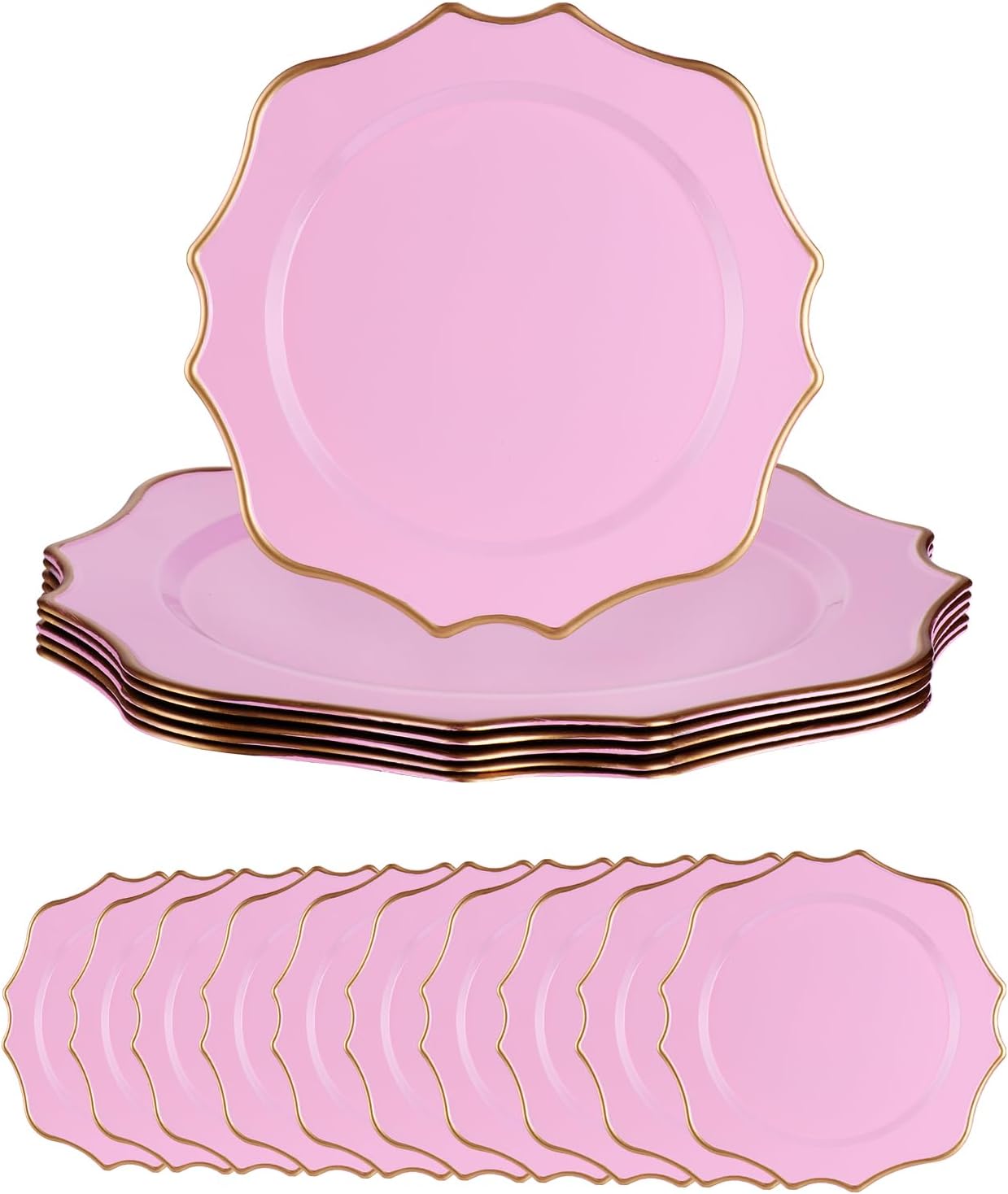 Sparkle in Style - 10 Pc Pink Charger Plates Set for Elegant Dining