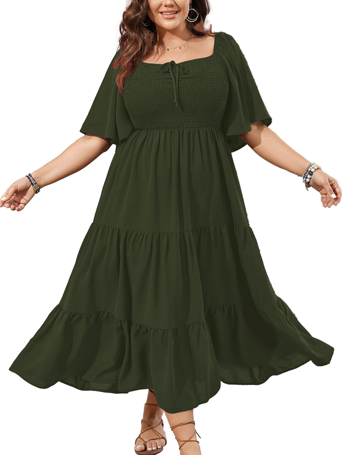 SCOMCHIC Women's Plus Size Flowy Maxi Dress for Elegance