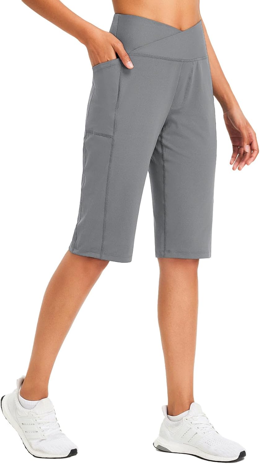 Baleaf Womens Bermuda Long Shorts for Summer Activities
