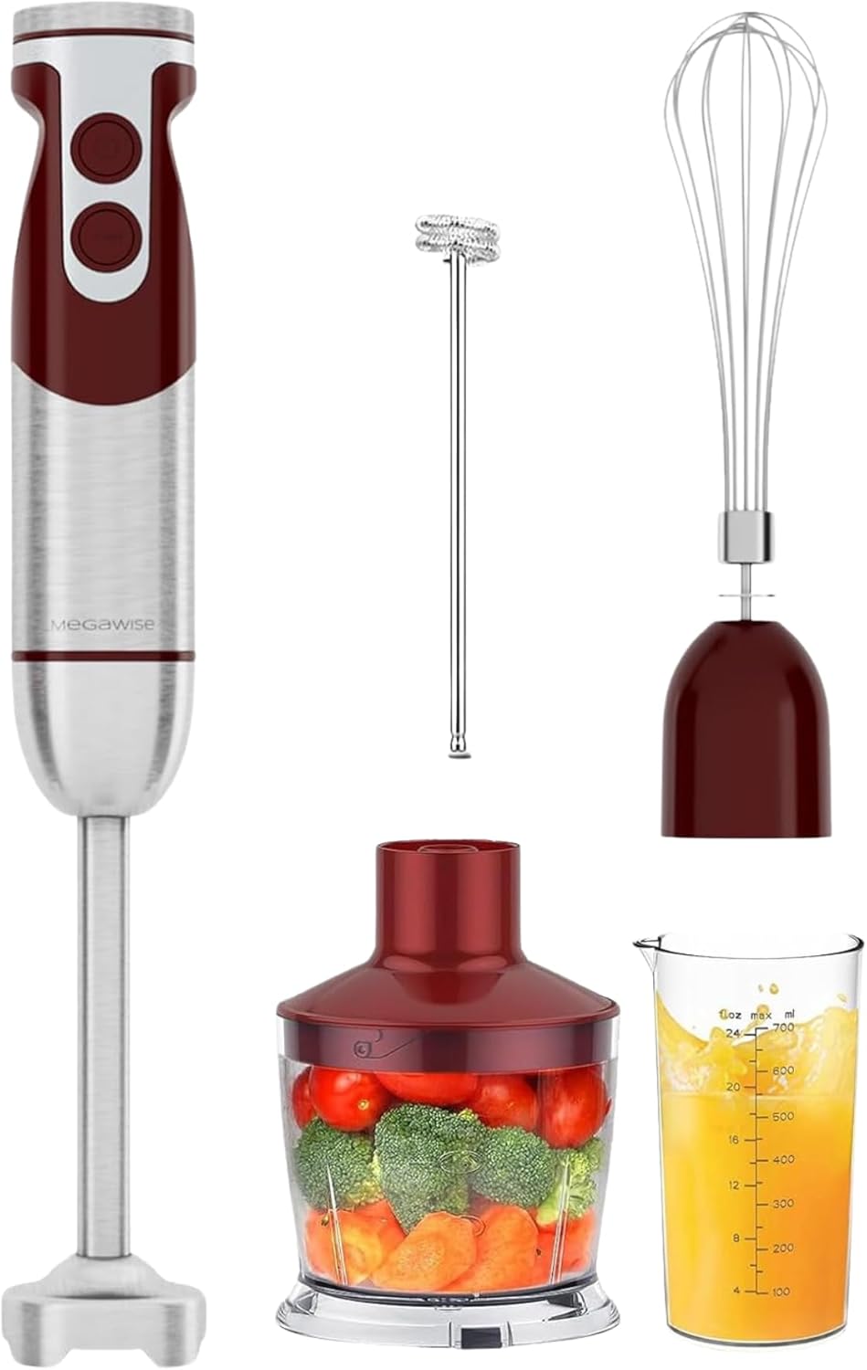 MegaWise Pro Titanium 5-in-1 Hand Blender - 80% Sharper Blades!