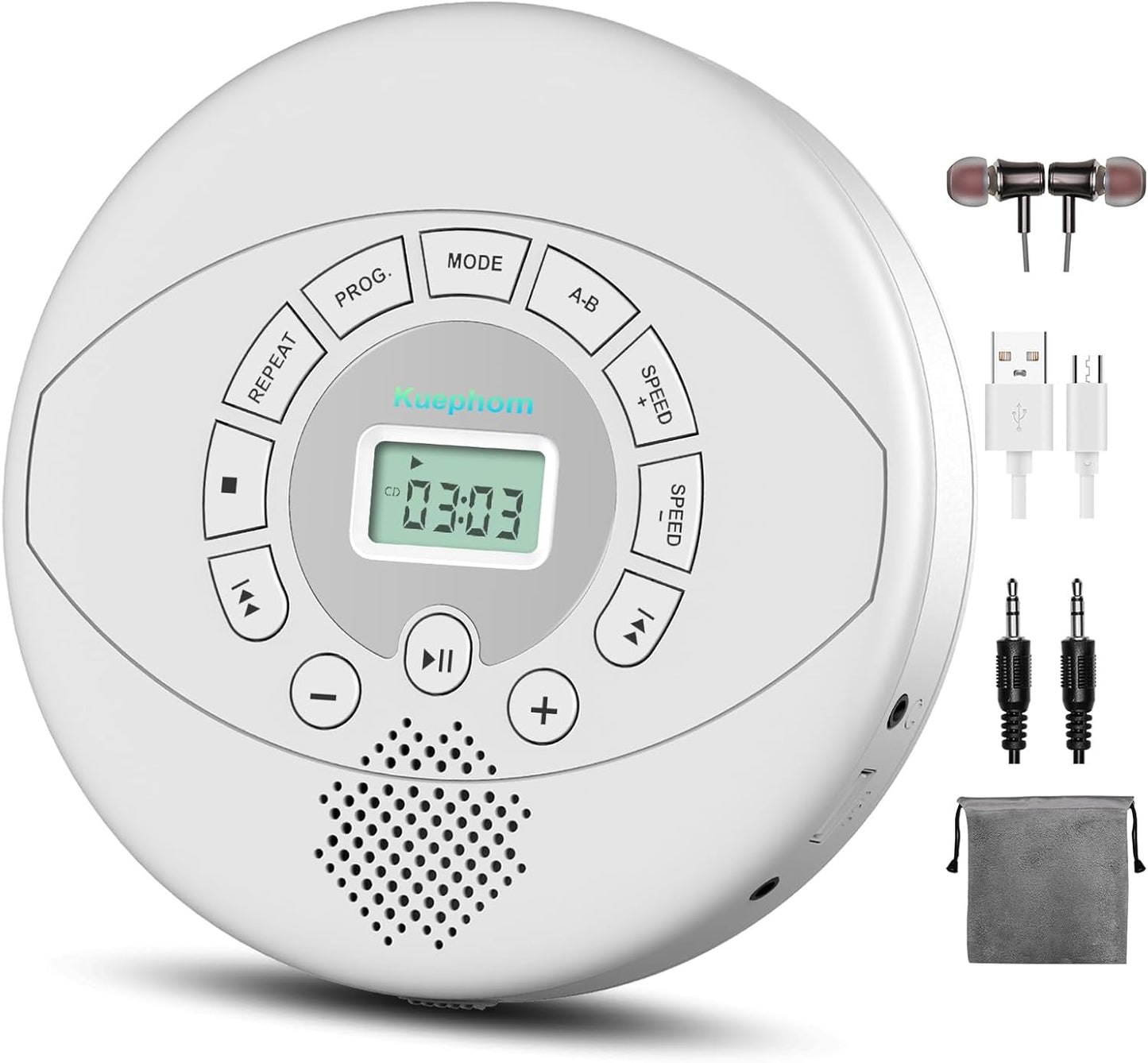 Portable CD Player with Speaker, Anti-Skip Functionality