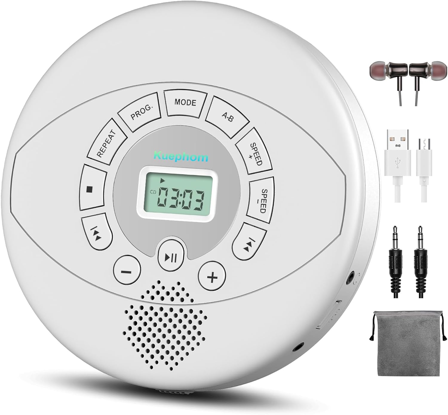 Portable CD Player with Speaker, Anti-Skip Functionality