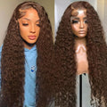 Chocolate Brown 13x6 Deep Wave Lace Front Wig 22in - Natural Density