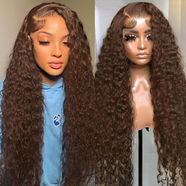 Chocolate Brown 13x6 Deep Wave Lace Front Wig for Women