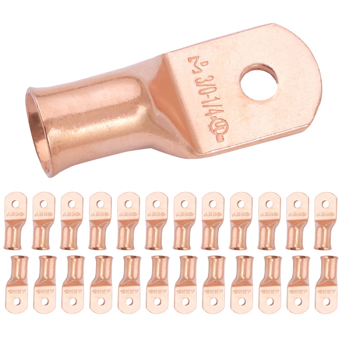 SELTERM 25pcs 3/0 AWG Heavy Duty Copper Battery Lugs Connectors
