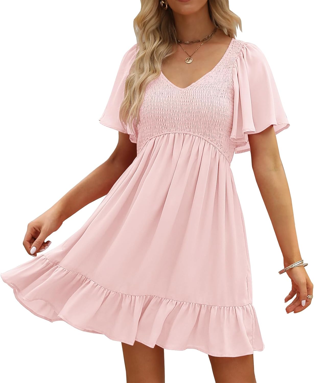 LILLUSORY Women's Flowy Casual Mini Dresses for Summer Fun