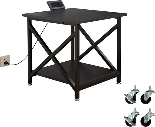 Large Printer Stand with Power Outlet and Storage Shelf for Home