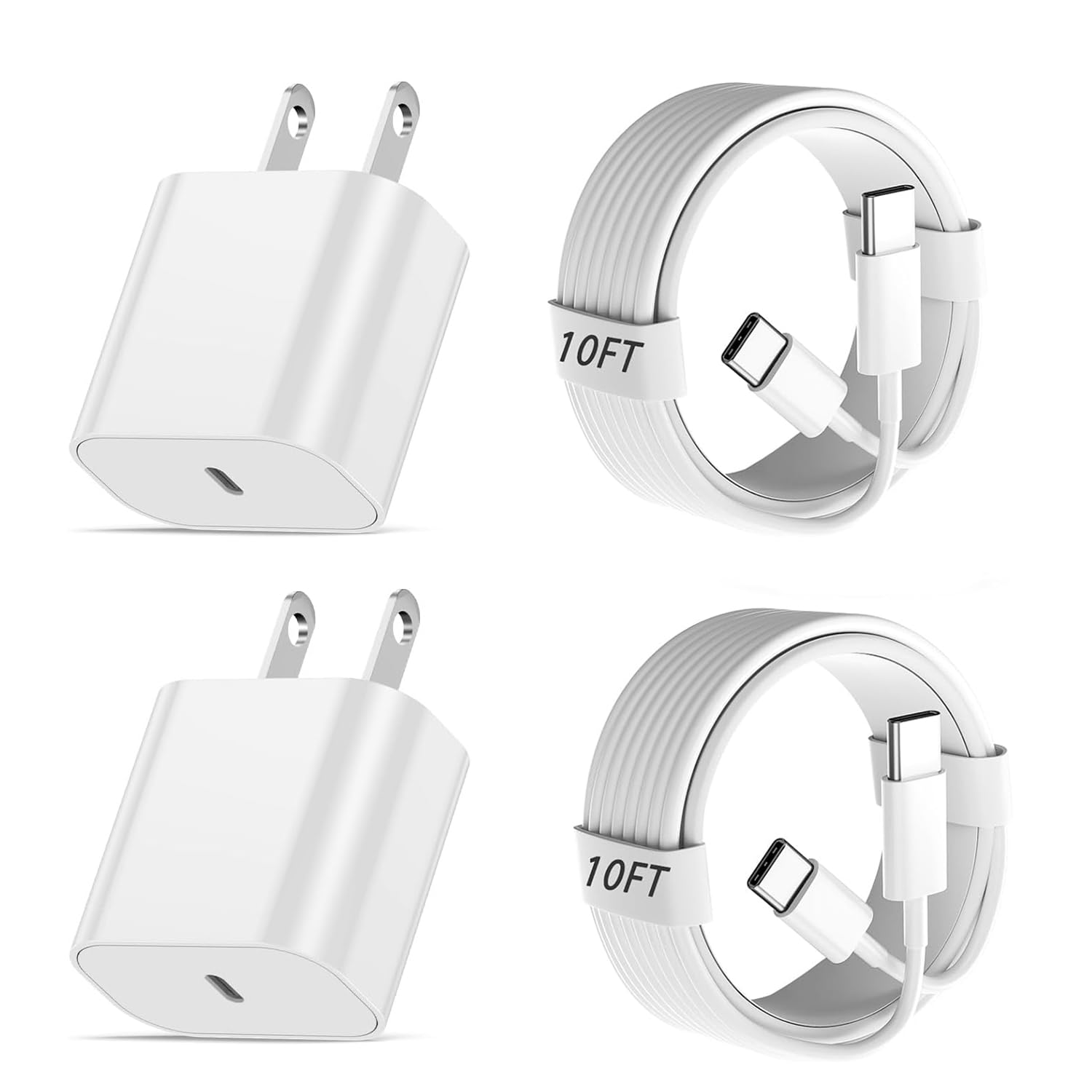 10FT Fast Charging Cable and 20W USB C Charger for iPhone 16 15