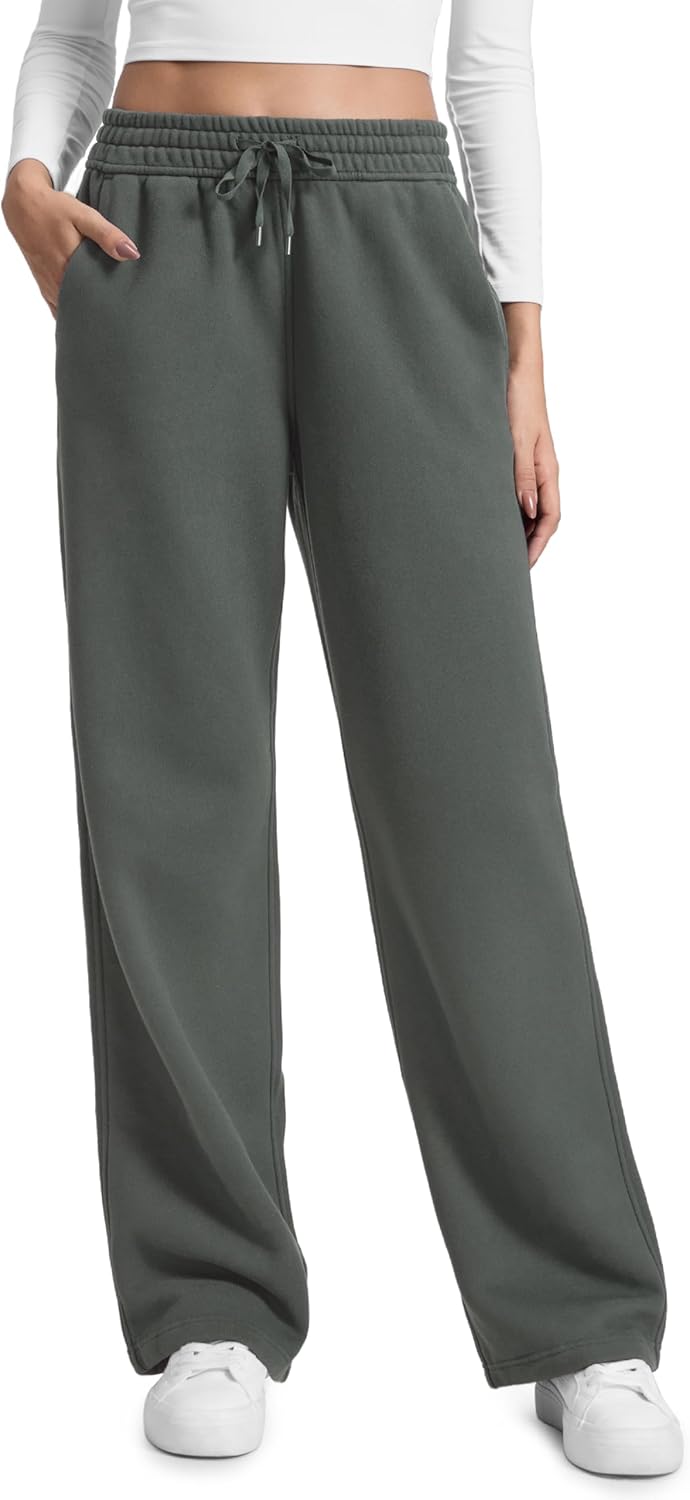 CRZ YOGA Cotton Fleece Lined Sweatpants for Women - Warm & Cozy
