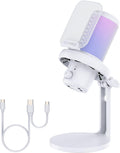 FEELWORLD VM1 White Gaming USB Microphone with RGB Light - Clear Voice