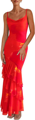 Maxi Dresses for Women 2025 Summer Tiered Floral Beach Sundress