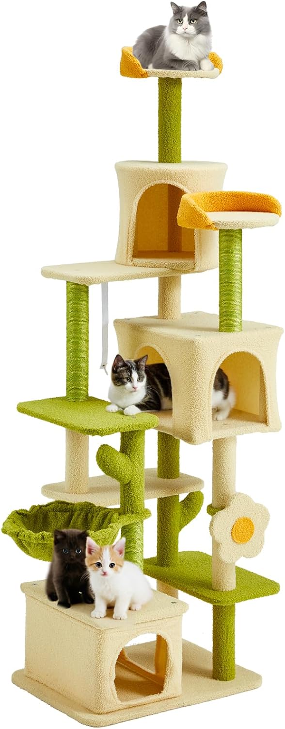 Erinnyees Flower Cat Tree: 69.1 Inch Multi-Level Cat Tower