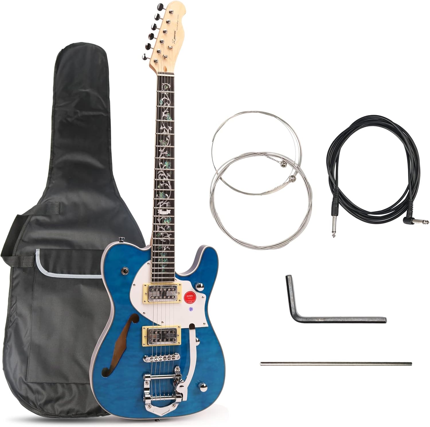 Semi Hollow Body Electric Guitar with Quilted Maple Top Veneer