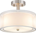 FOLKSMATE 3-Light Semi Flush Mount Ceiling Light - 14 in Drum Shade