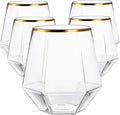 Stemless Gold Rim Disposable Wine Glasses 40 Pack - Durable & Elegant