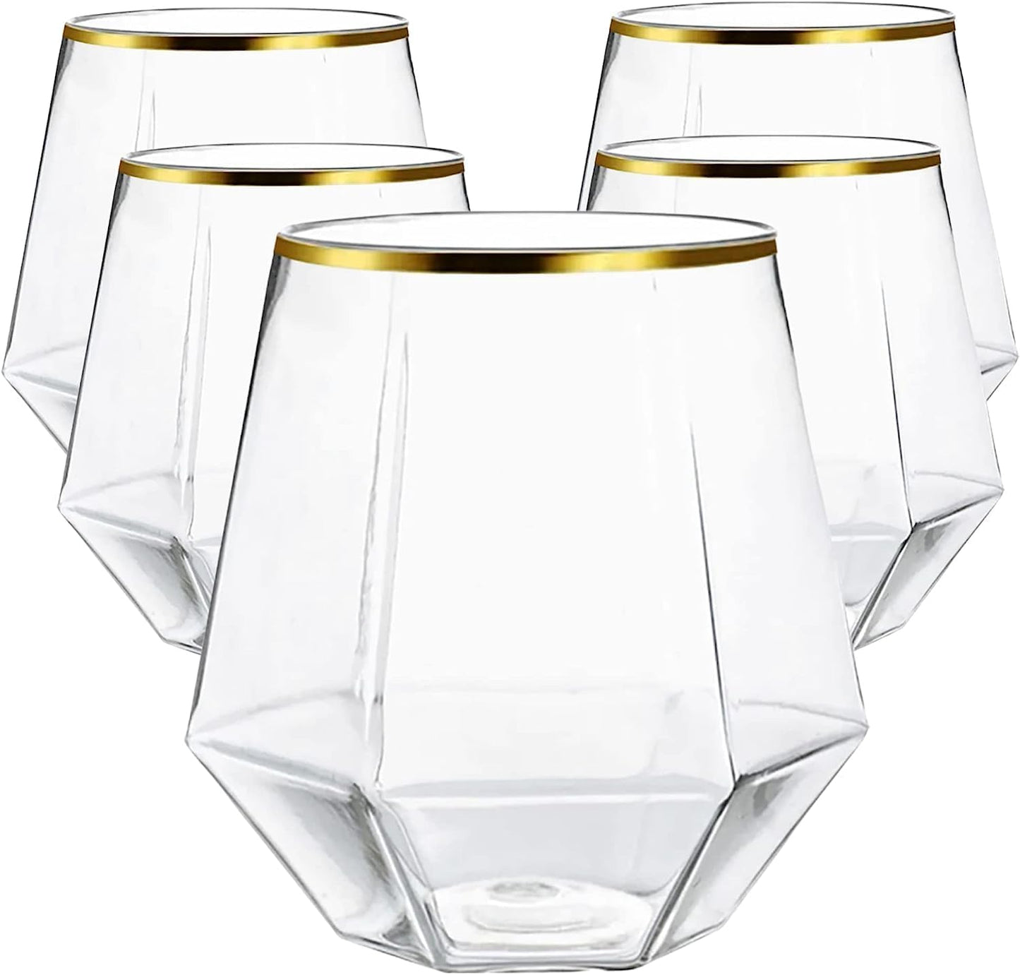 Oojami 40 Count Diamond Unbreakable Stemless Plastic Glasses