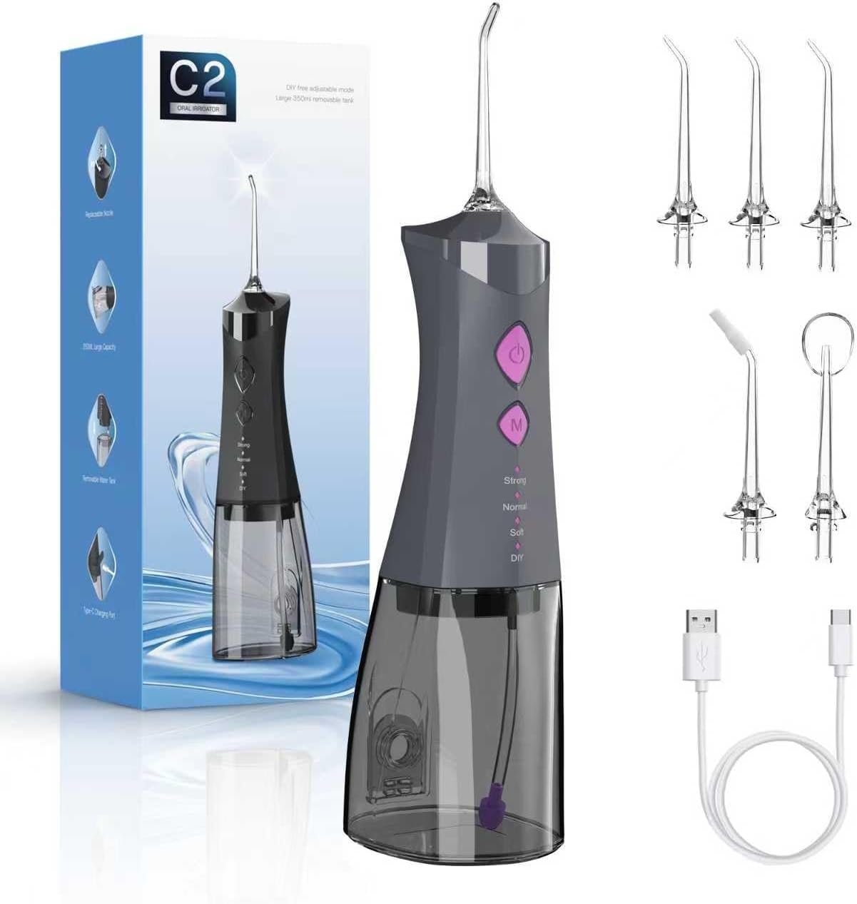 Water Dental Flosser Cordless for Teeth with 4 Modes & Tips