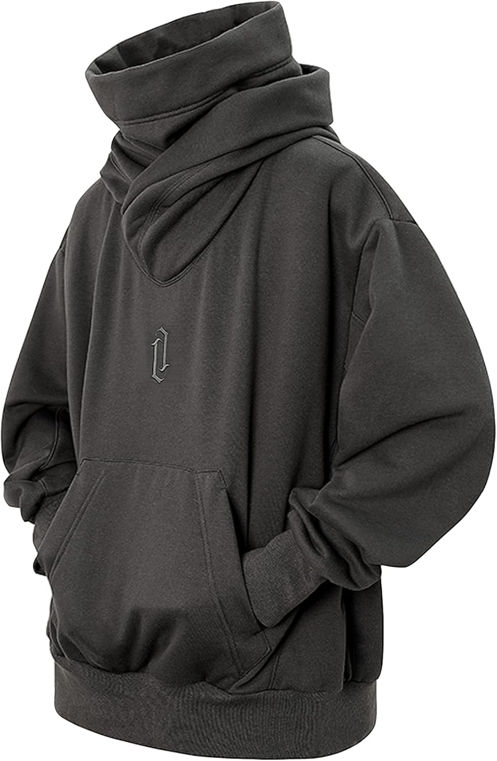Fleece Hoodies for Men with Cowl Neck and Embroidery Detail