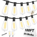 ST38 100FT LED Outdoor String Lights with 50 Shatterproof Bulbs - Warm